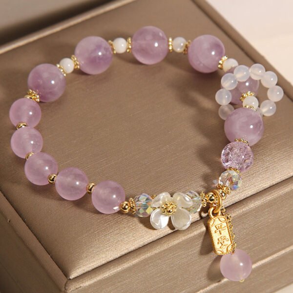 Natural Chalcedony Burst Crystal Bracelet Purple