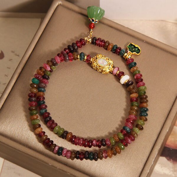 Rainbow Tourmaline Abacus Beads Double Bead Bracelet - 图片 2