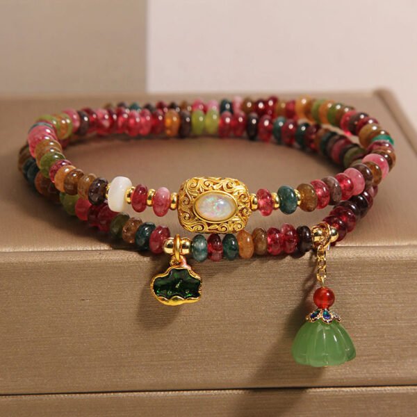 Rainbow Tourmaline Abacus Beads Double Bead Bracelet - 图片 4