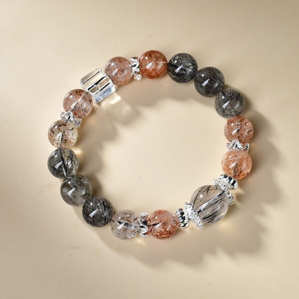 Natural Black Crystal Super Black Hair Crystal Square Sugar White Crystal Bracelet 10mm - 图片 2
