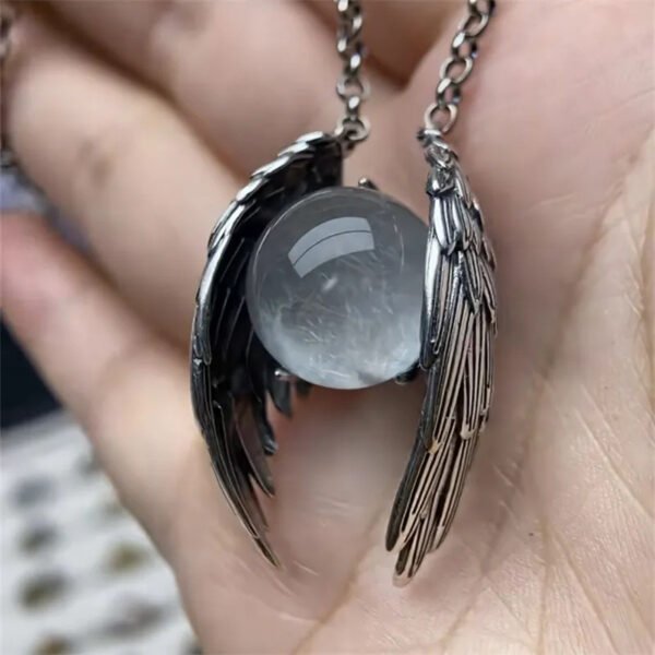 Ghost Crystal Angel Wings Pendant Necklace - 图片 2
