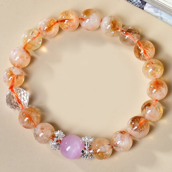 Natural Yellow Tower Crystal Purple Lithium Brilliance Bracelet