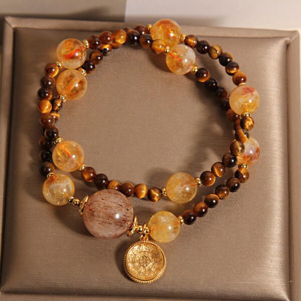 Natural Yellow Pagoda Crystal Tiger Eye Bracelet - 图片 5