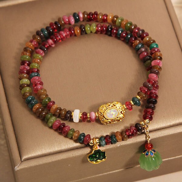 Rainbow Tourmaline Abacus Beads Double Bead Bracelet