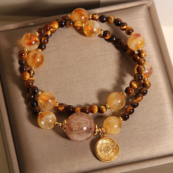 Natural Yellow Pagoda Crystal Tiger Eye Bracelet - 图片 4