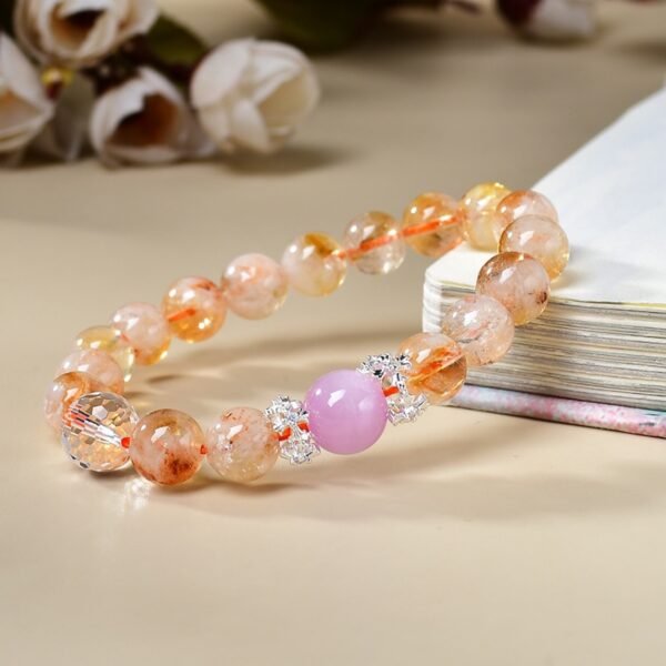 Natural Yellow Tower Crystal Purple Lithium Brilliance Bracelet - 图片 2