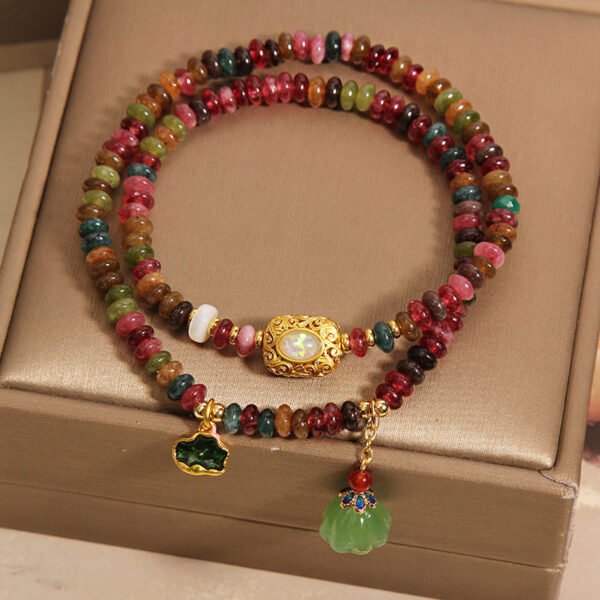 Rainbow Tourmaline Abacus Beads Double Bead Bracelet - 图片 5