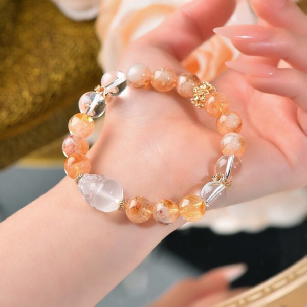 Natural yellow tower crystal white crystal Pixiu bracelet 10mm - 图片 2