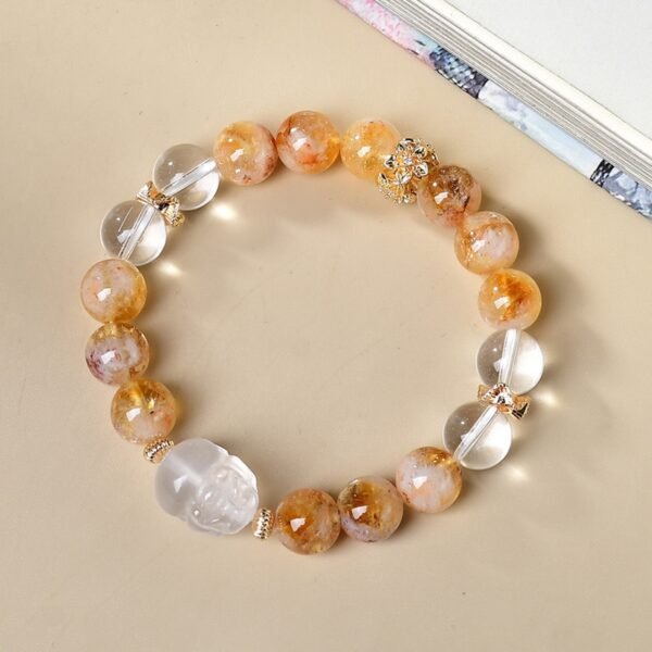 Natural yellow tower crystal white crystal Pixiu bracelet 10mm - 图片 4