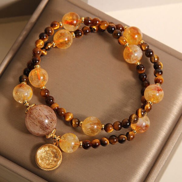 Natural Yellow Pagoda Crystal Tiger Eye Bracelet - 图片 3