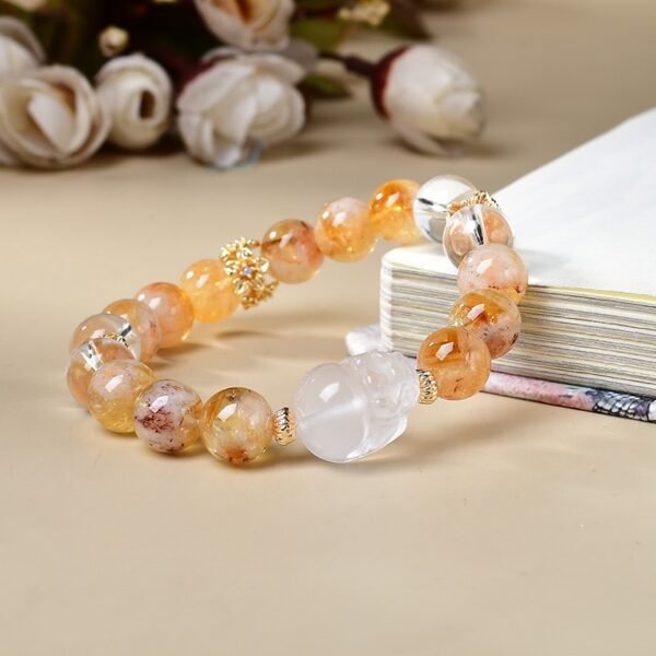 Natural yellow tower crystal white crystal Pixiu bracelet 10mm - 图片 3