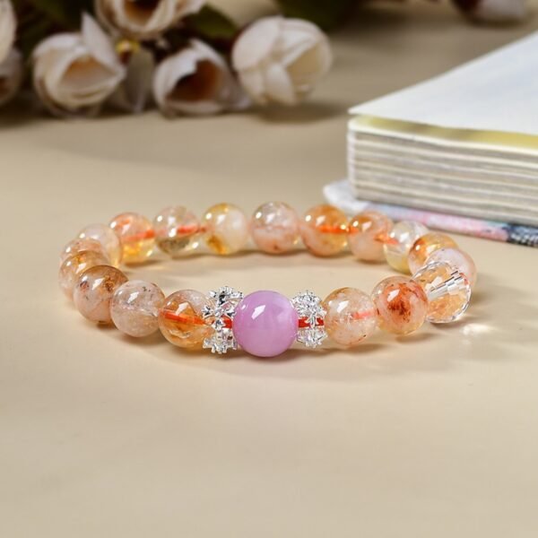 Natural Yellow Tower Crystal Purple Lithium Brilliance Bracelet - 图片 4