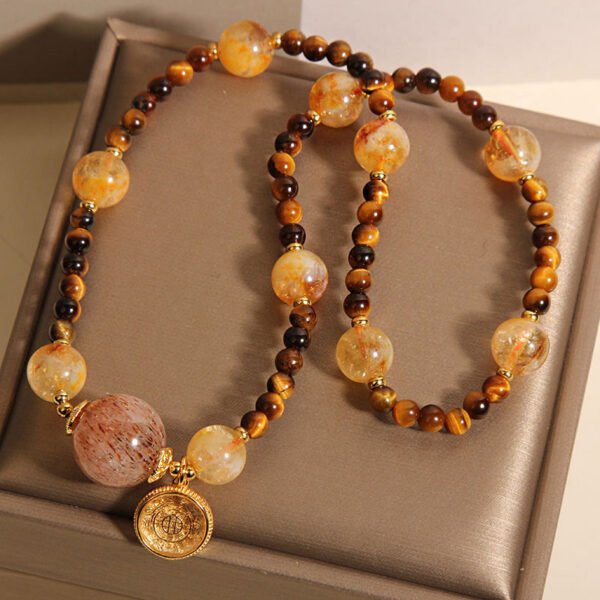 Natural Yellow Pagoda Crystal Tiger Eye Bracelet - 图片 6
