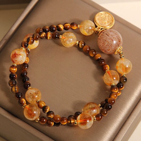 Natural Yellow Pagoda Crystal Tiger Eye Bracelet - 图片 2