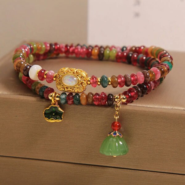 Rainbow Tourmaline Abacus Beads Double Bead Bracelet - 图片 3