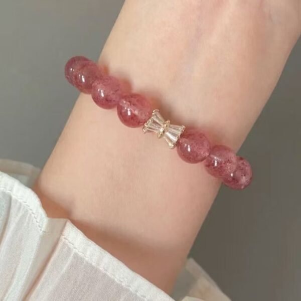 Natural Strawberry Crystal with Yellow Pagoda Crystal Bracelet 10mm - 图片 3