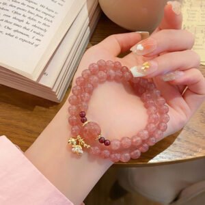 Double circle strawberry crystal bracelet 6mm