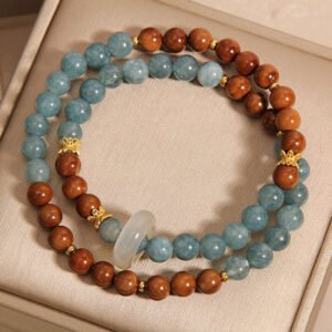 Cook's Bodhi Blue Water Jade Chalcedony Bracelet with Double Links