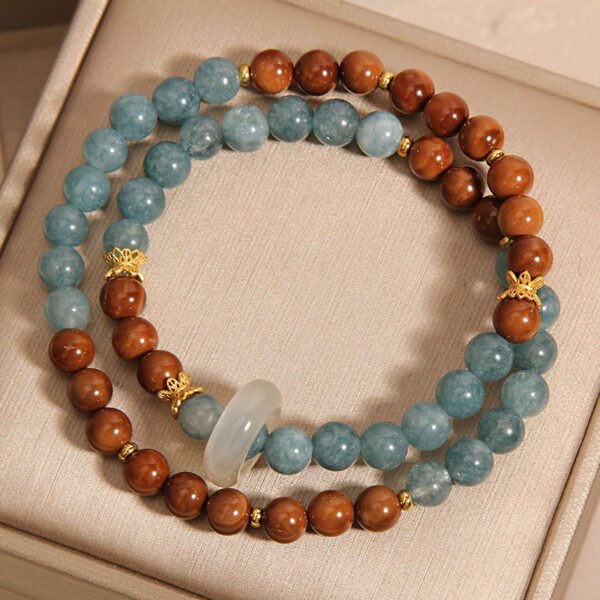 Cook's Bodhi Blue Water Jade Chalcedony Bracelet with Double Links