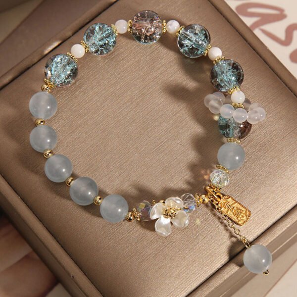 Natural Chalcedony Popping Crystal Bracelet blue - 图片 5
