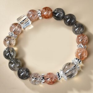 Natural Black Crystal Super Black Hair Crystal Square Sugar White Crystal Bracelet 10mm