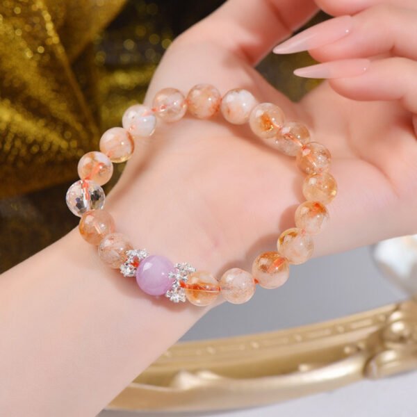 Natural Yellow Tower Crystal Purple Lithium Brilliance Bracelet - 图片 3