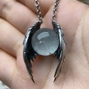 Ghost Crystal Angel Wings Pendant Necklace
