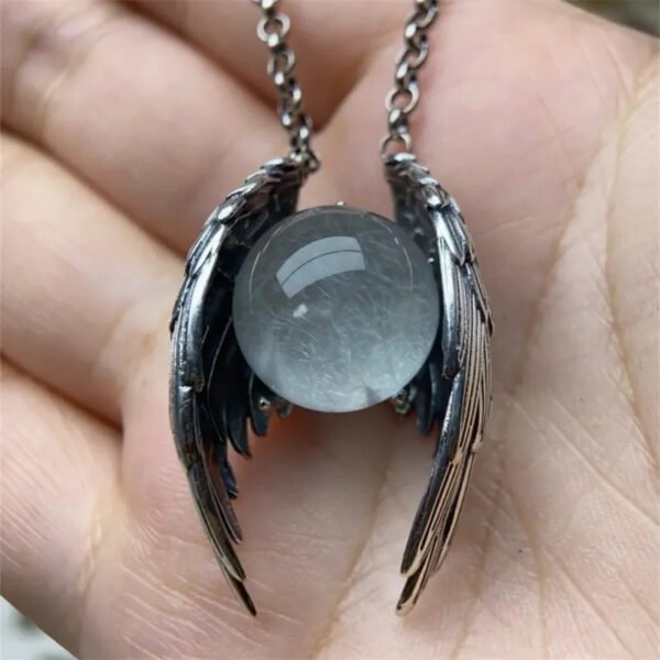 Ghost Crystal Angel Wings Pendant Necklace