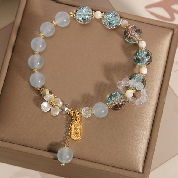 Natural Chalcedony Popping Crystal Bracelet blue - 图片 2