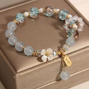 Natural Chalcedony Popping Crystal Bracelet blue