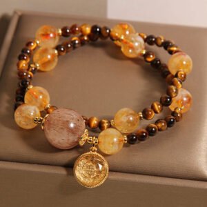 Natural Yellow Pagoda Crystal Tiger Eye Bracelet