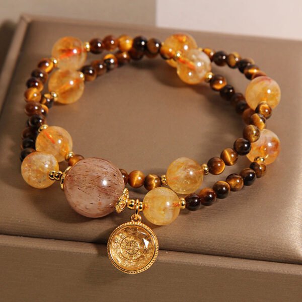 Natural Yellow Pagoda Crystal Tiger Eye Bracelet
