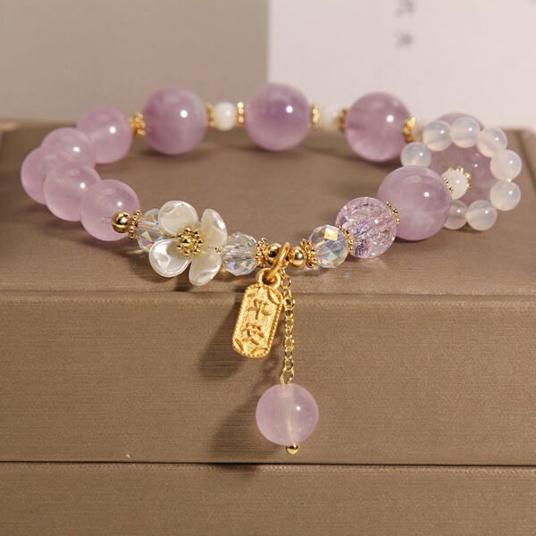 Natural Chalcedony Burst Crystal Bracelet Purple - 图片 2
