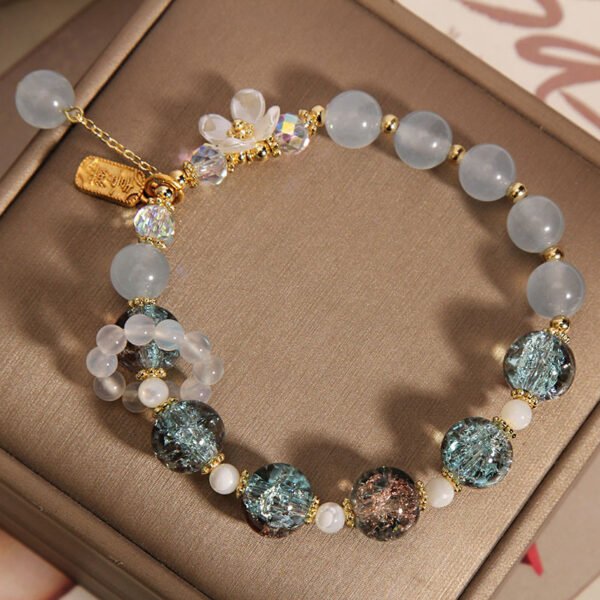 Natural Chalcedony Popping Crystal Bracelet blue - 图片 4