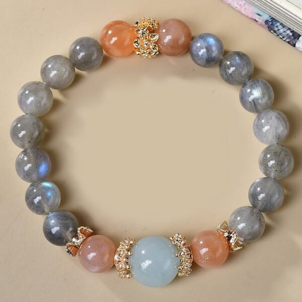 Natural Grey Moonlight Sun Stone Sea Blue Treasure Bracelet 8mm