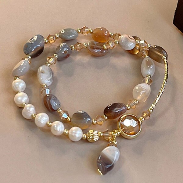 emperament Pearl Crystal Jade Double Circle Bracelet