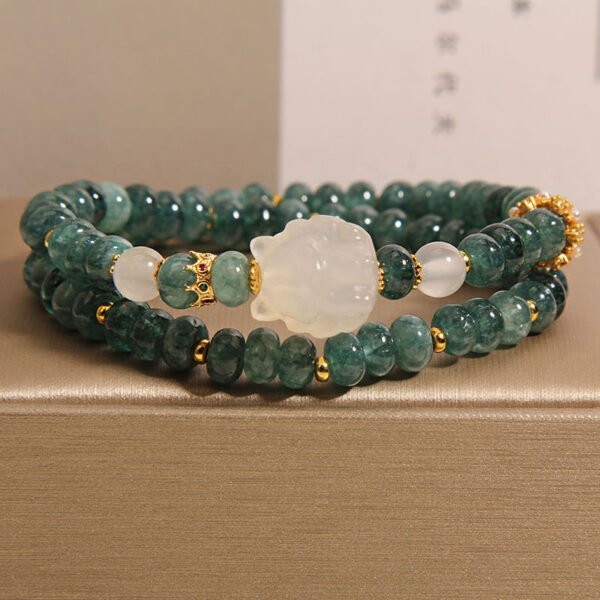 Natural Blue Water Jadeite Abacus Bead Double Loop Crystal Bracelet - 图片 2