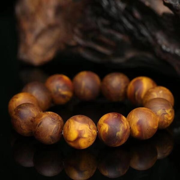 Amber Single Round Bead Buddha Bead Bracelet - 图片 2