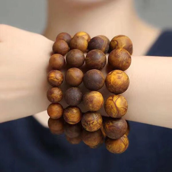 Amber Single Round Bead Buddha Bead Bracelet