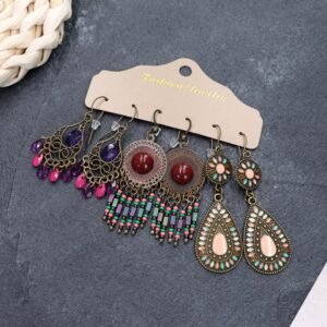 Bohemian Ethnic Style Elegant Earrings Long Retro Vacation Beach Simple Stud Earrings Versatile Earring Set-11