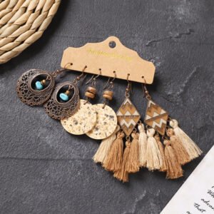 Bohemian Ethnic Style Elegant Earrings Long Retro Vacation Beach Simple Stud Earrings Versatile Earring Set-12