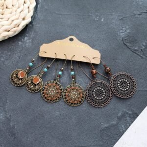 Bohemian Ethnic Style Elegant Earrings Long Retro Vacation Beach Simple Stud Earrings Versatile Earring Set-13