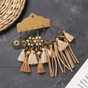 Bohemian Ethnic Style Elegant Earrings Long Retro Vacation Beach Simple Stud Earrings Versatile Earring Set-14
