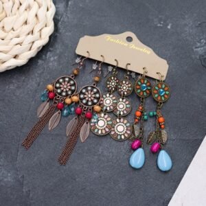 Bohemian Ethnic Style Elegant Earrings Long Retro Vacation Beach Simple Stud Earrings Versatile Earring Set-15