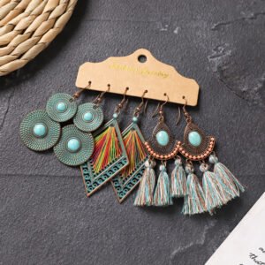 Bohemian Ethnic Style Elegant Earrings Long Retro Vacation Beach Simple Stud Earrings Versatile Earring Set-16