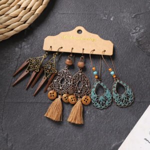 Bohemian Ethnic Style Elegant Earrings Long Retro Vacation Beach Simple Stud Earrings Versatile Earring Set-18