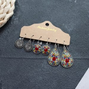 Bohemian Ethnic Style Elegant Earrings Long Retro Vacation Beach Simple Stud Earrings Versatile Earring Set-21