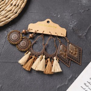 Bohemian Ethnic Style Elegant Earrings Long Retro Vacation Beach Simple Stud Earrings Versatile Earring Set-22