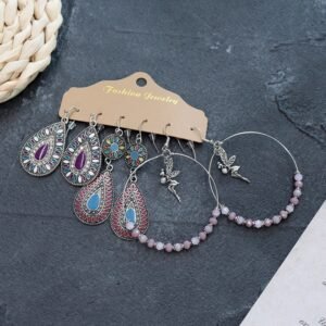 Bohemian Ethnic Style Elegant Earrings Long Retro Vacation Beach Simple Stud Earrings Versatile Earring Set-23