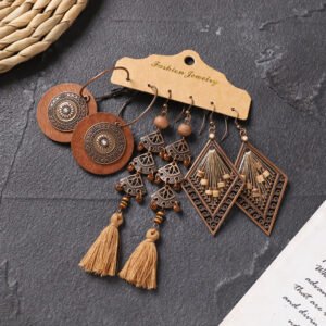 Bohemian Ethnic Style Elegant Earrings Long Retro Vacation Beach Simple Stud Earrings Versatile Earring Set-25